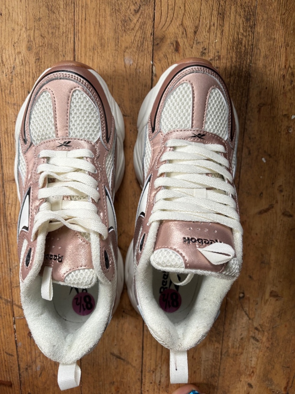 New Reebok charge pink gold sneakers
